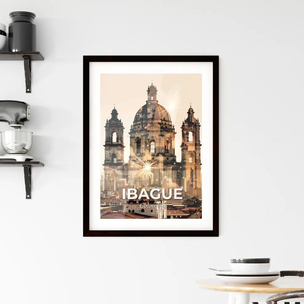 Ibague: Architecture Icons in a Double Exposure Skyline Framed Print