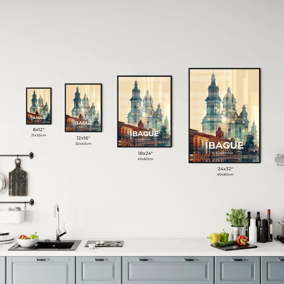 Ibague City Skyline Art Deco Poster Office Art
