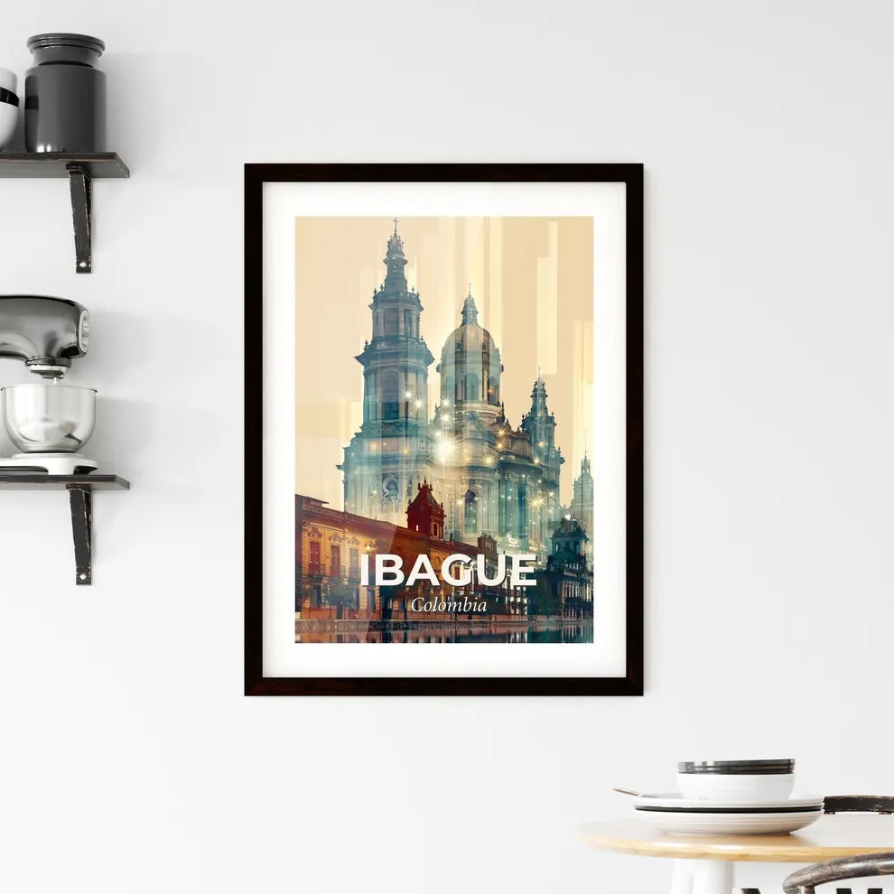 Ibague City Skyline Art Deco Poster Framed Print