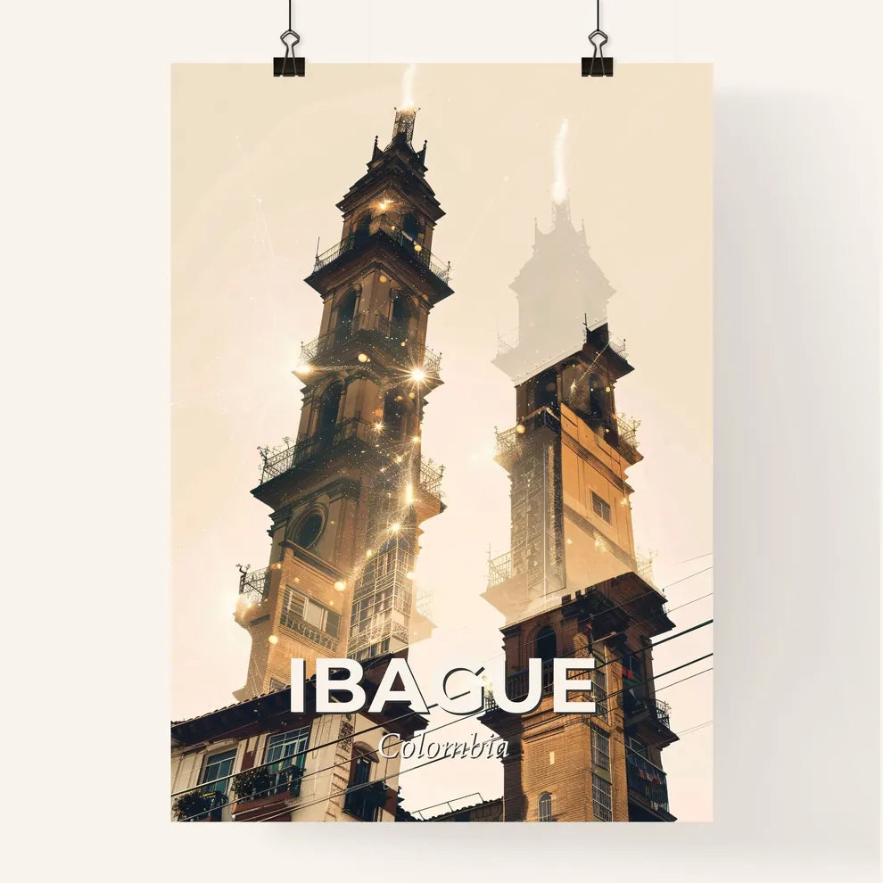 Ibague City Double Exposure Art Skyline Poster Poster