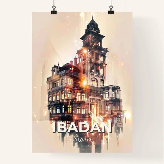 Ibadan Skyline Double Exposure Art Poster Poster