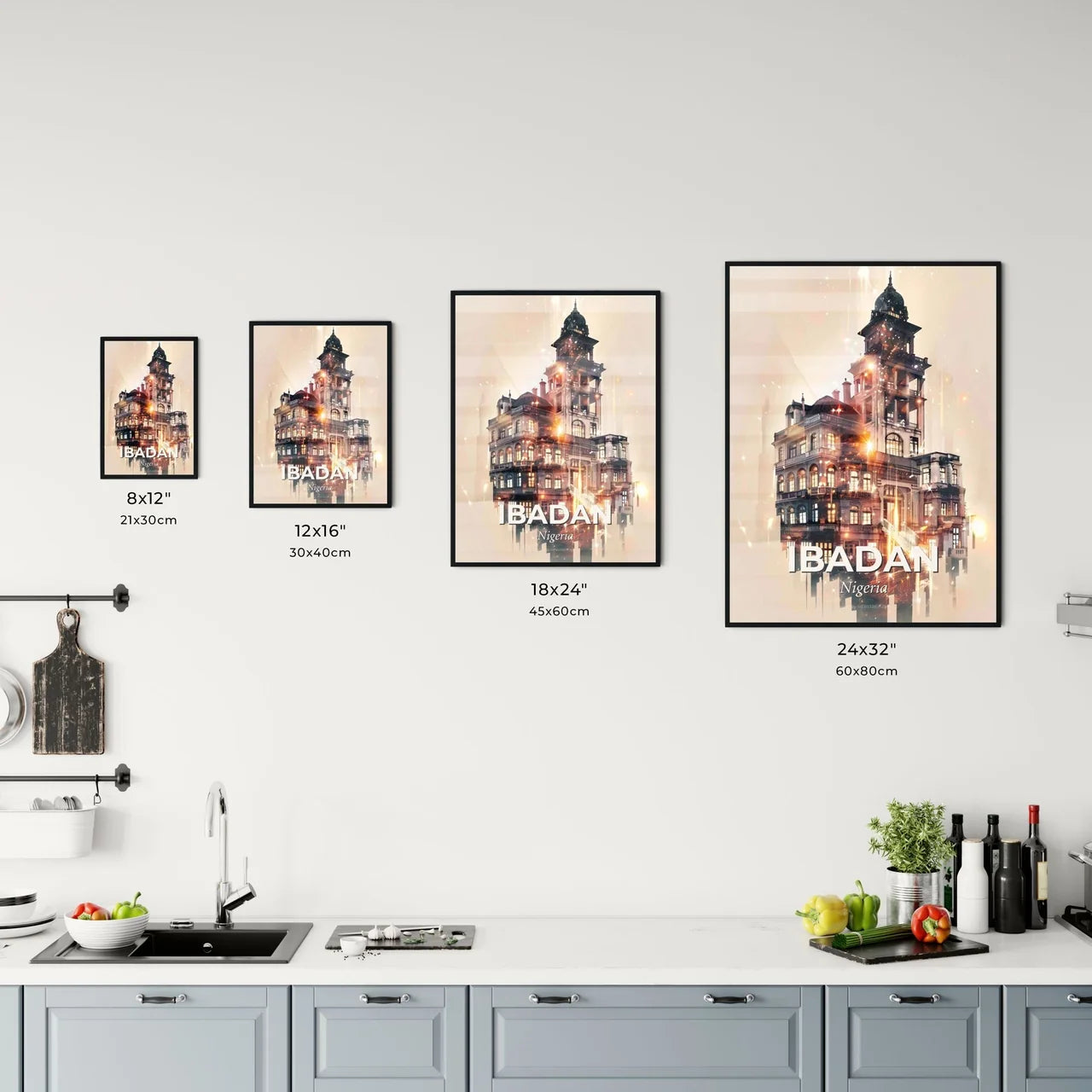 Ibadan Skyline Double Exposure Art Poster Office Art