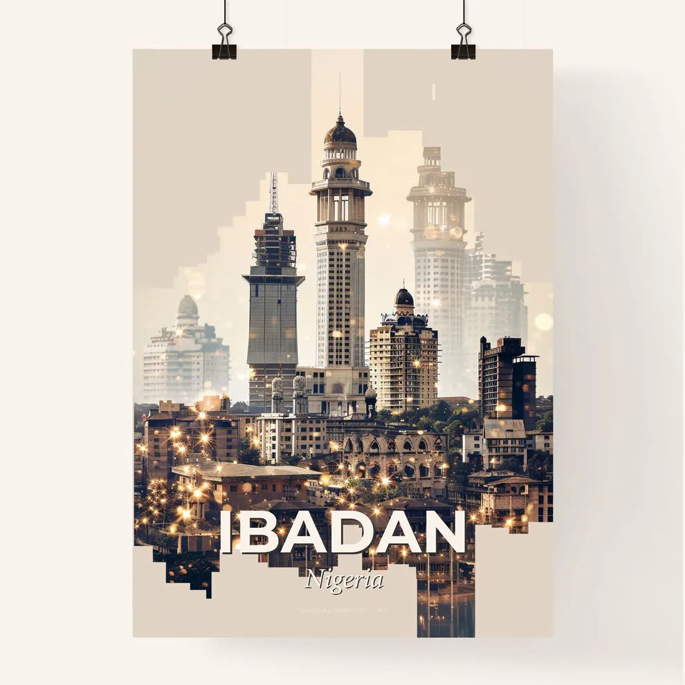 Ibadan Nigeria Skyline Composite Art Print Poster
