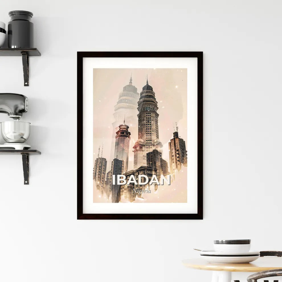 Ibadan Skyline Art: Double Exposure Wonder Framed Print