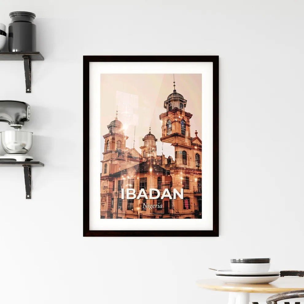 Ibadan: Skyline Composite Art with Local Flare Framed Print