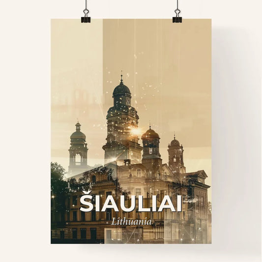 Siauliai Skyline Double Exposure Art Poster Poster