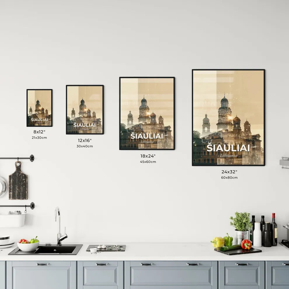 Siauliai Skyline Double Exposure Art Poster Office Art