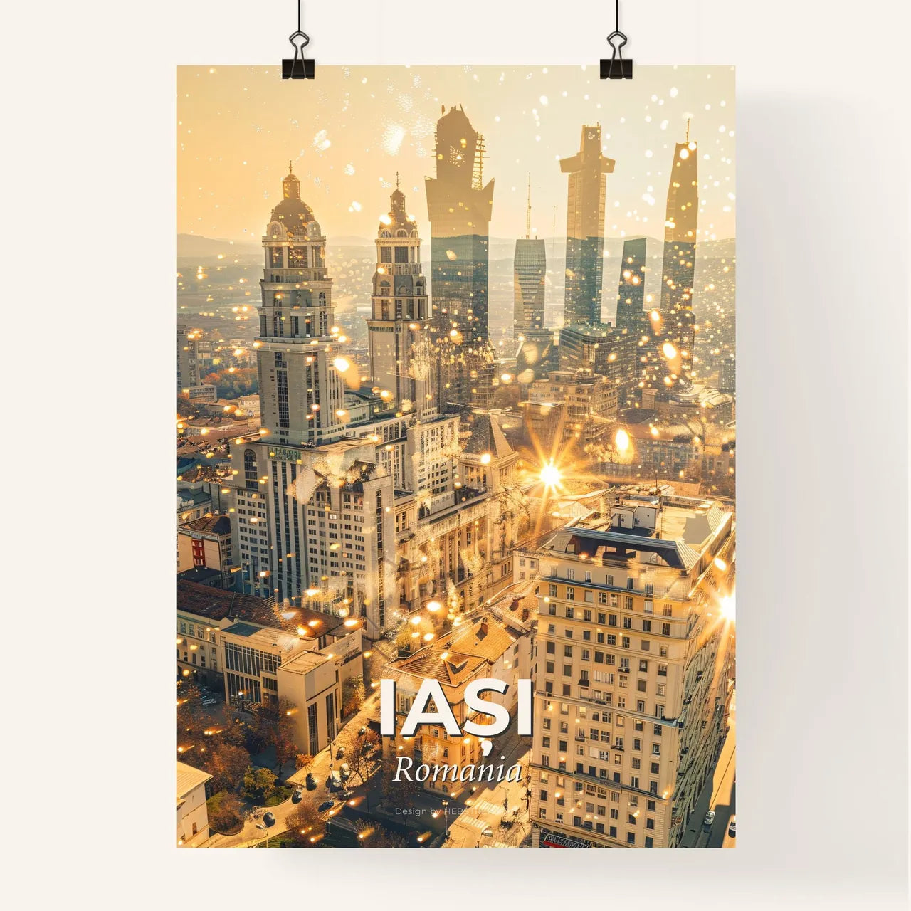 Iași City Skyline and Architecture Icons Poster Poster