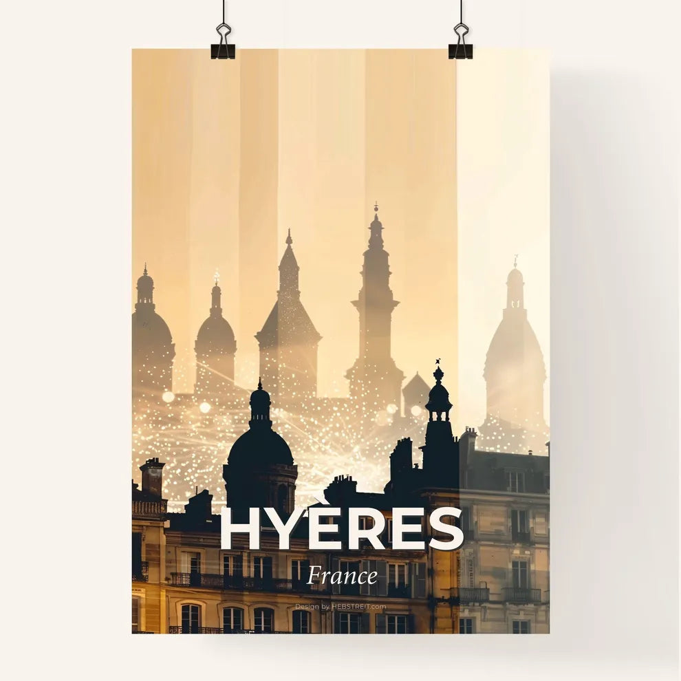 Hyères France Double Exposure Skyline Art Poster