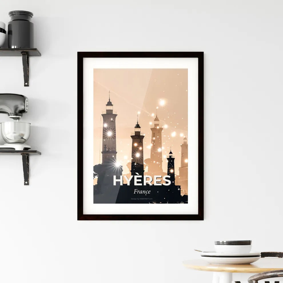 Hyères double exposure poster art with sparkles Framed Print