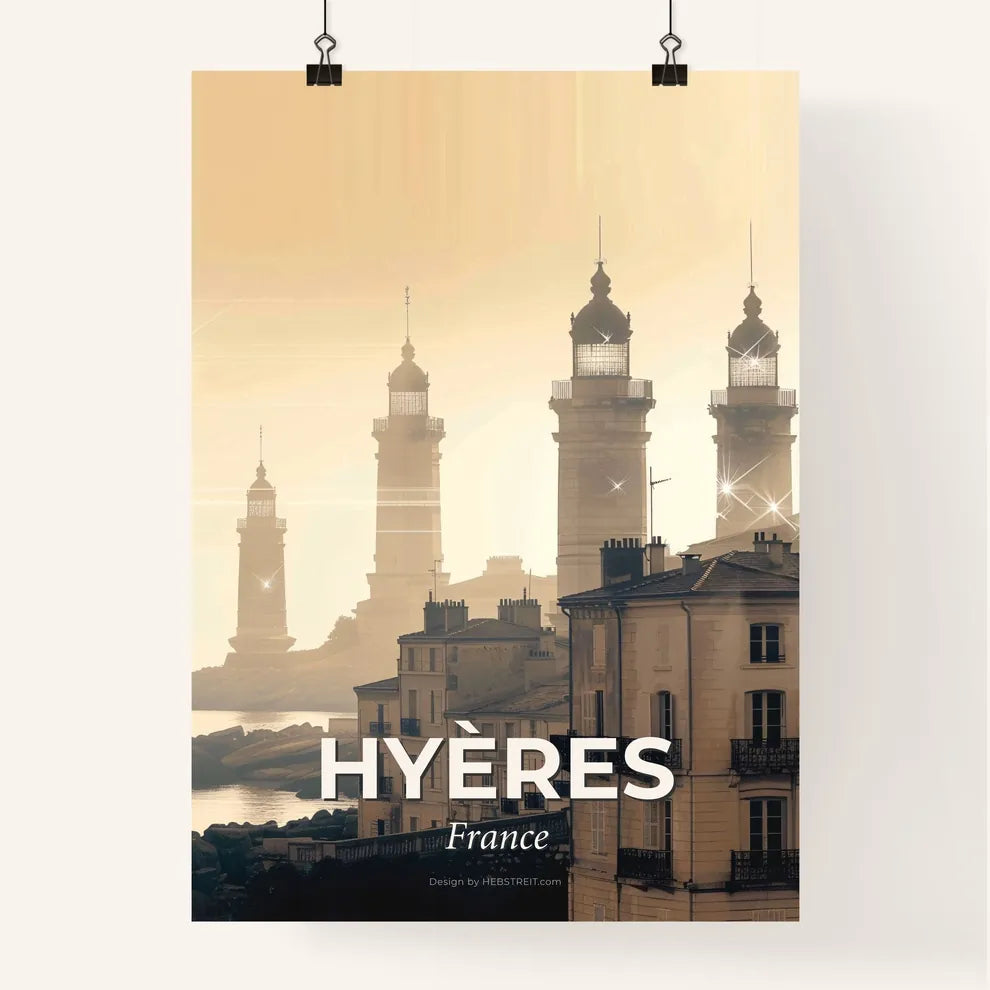 Hyères Skyline Silhouette Night Lights Poster Poster