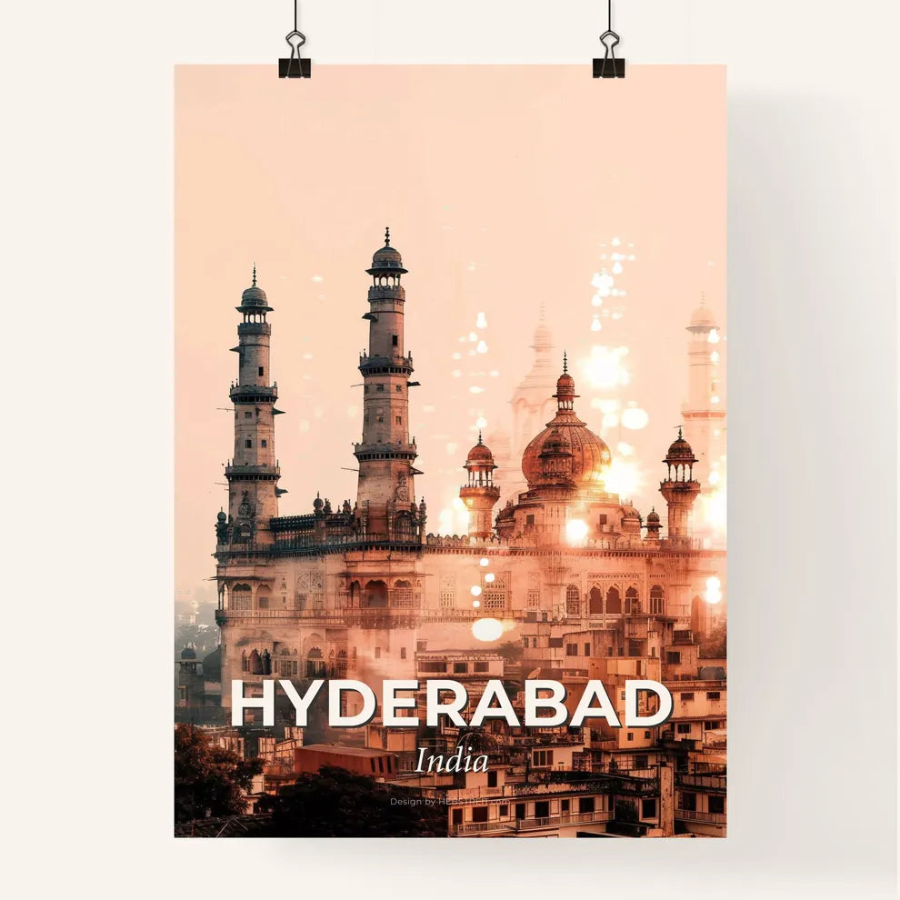 Hyderabad India: Architectural Icons Skyline Double Exposure Poster
