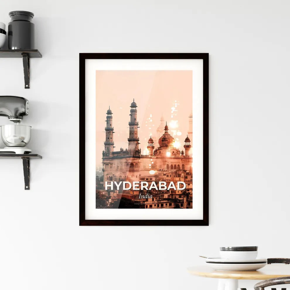 Hyderabad India: Architectural Icons Skyline Double Exposure Framed Print