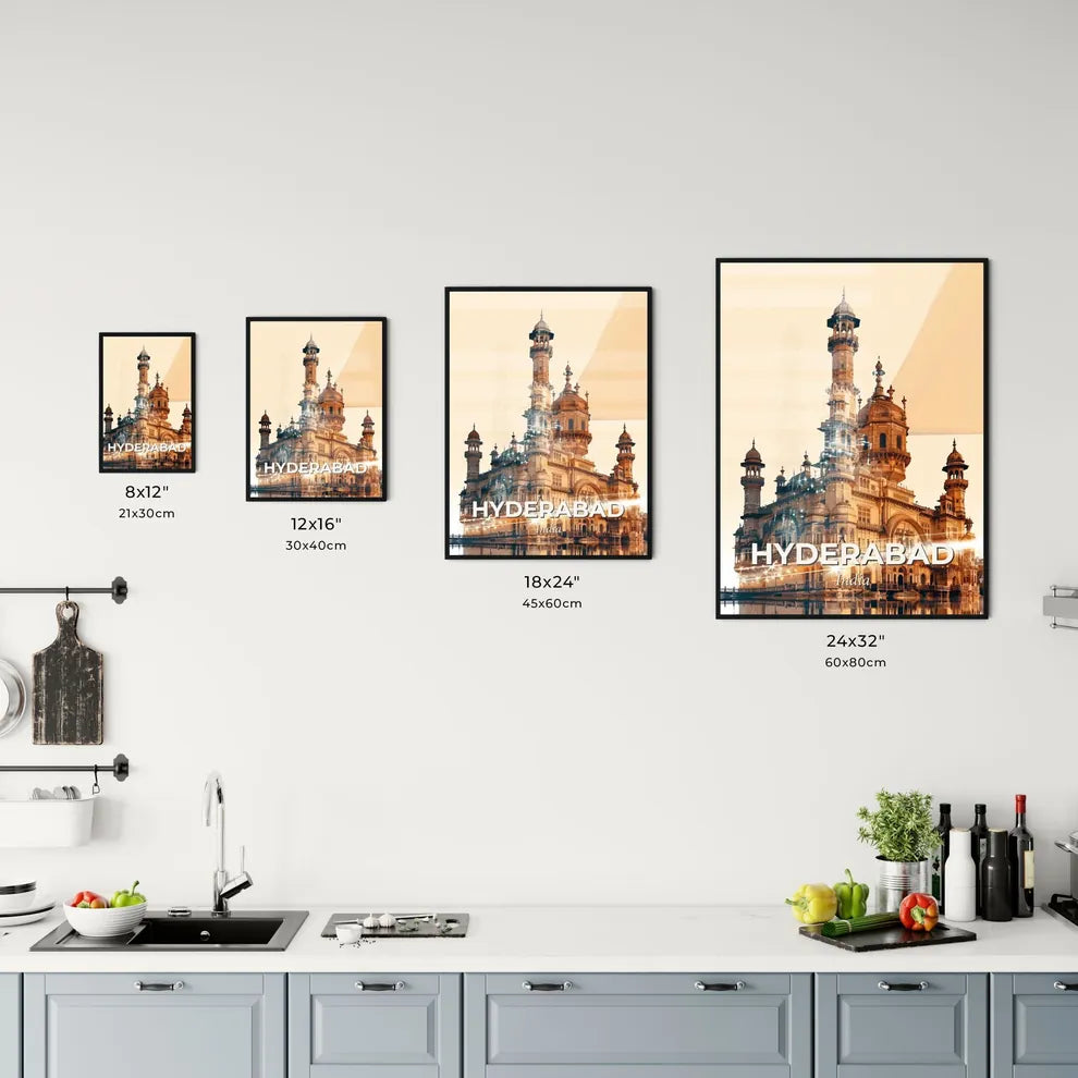 Hyderabad Skyline Cityscape Poster Vibrant Colors Office Art