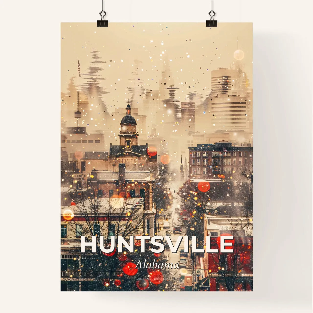 Huntsville City Composite Art Deco Skyline Beauty Poster