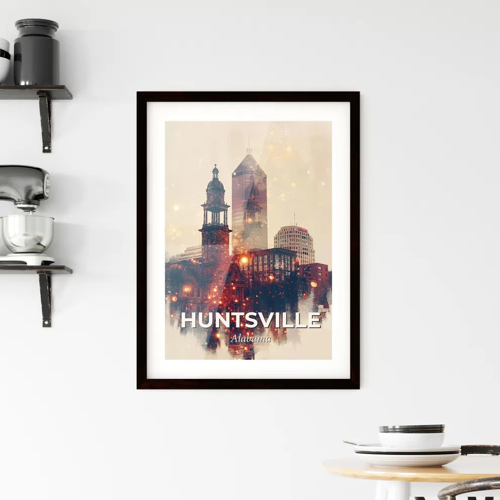 Huntsville City Skyline Double Exposure Art Print Framed Print