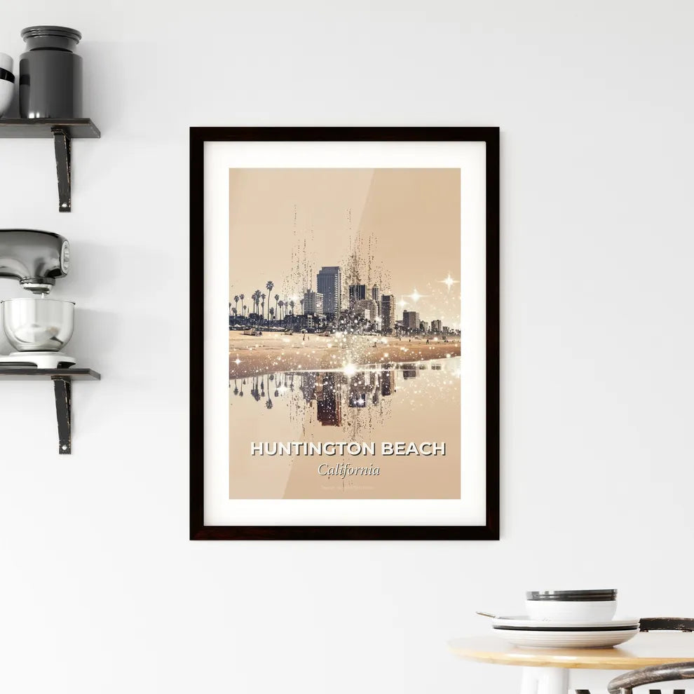 Huntington Beach Skyline Beauty: Poster of Local Icons Framed Print