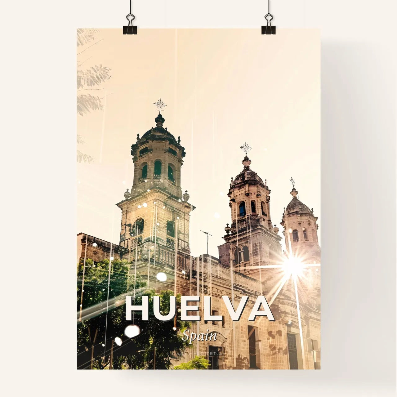 Huelva City Skyline Double Exposure Composite Art Poster Poster