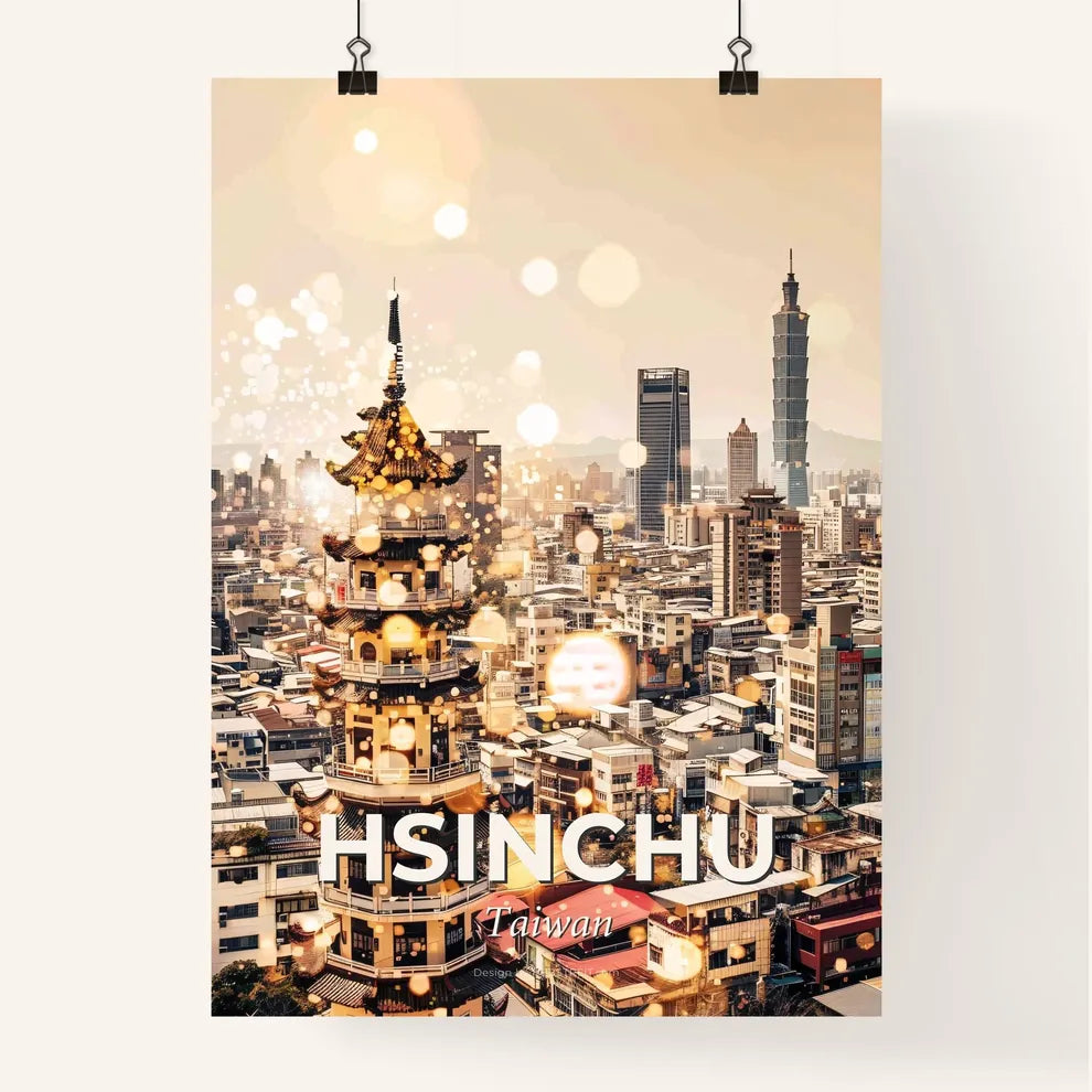 Hsinchu Luminous Double Exposure Skyline Poster