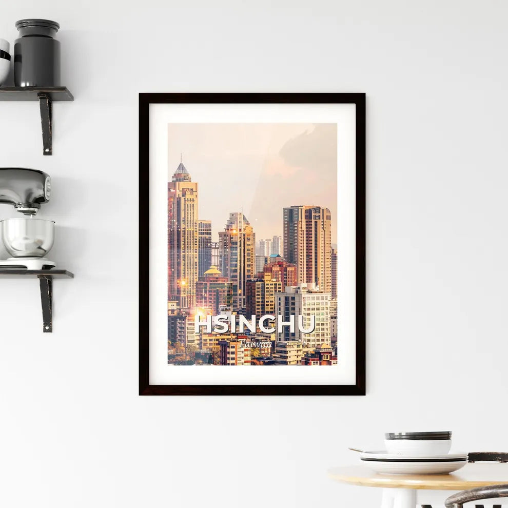 Hsinchu Skyline Double Exposure Poster Art Framed Print
