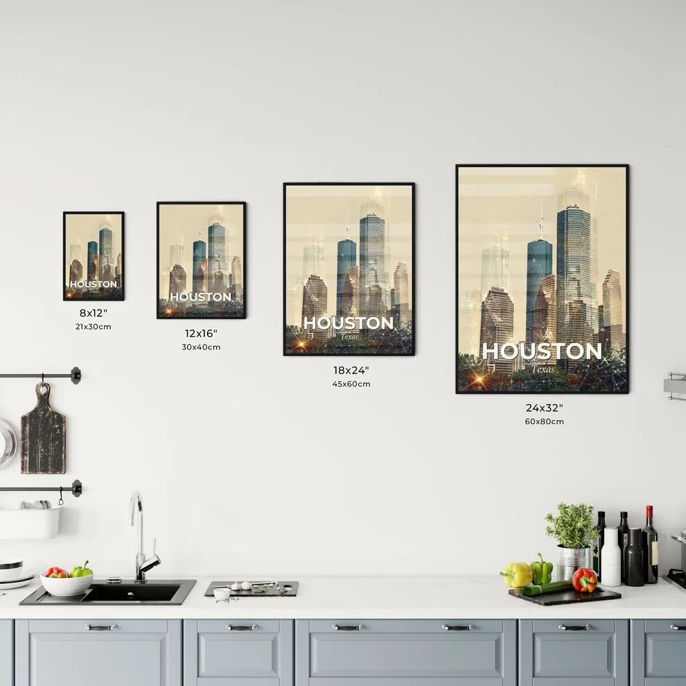Houston City Skyline Panoramic Cityscape Photography Office Art