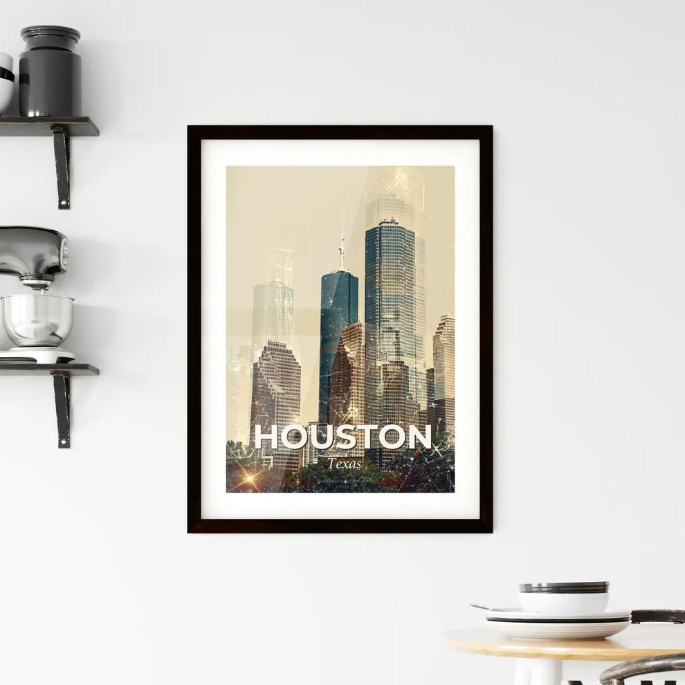 Houston City Skyline Panoramic Cityscape Photography Framed Print