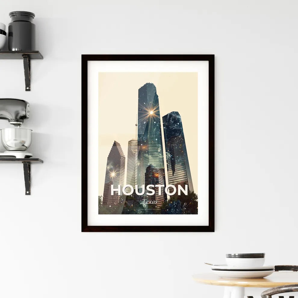 Houston City's Iconic Skyline Art Poster Framed Print