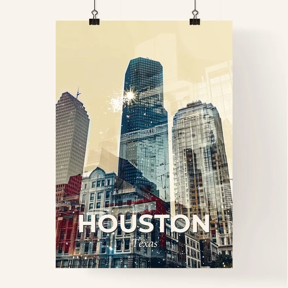 Houston Skyline Vivid Dreamscape Art Poster Poster