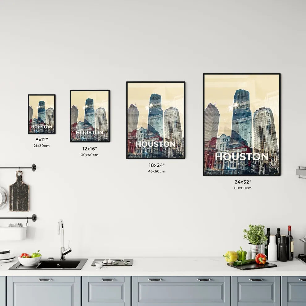Houston Skyline Vivid Dreamscape Art Poster Office Art