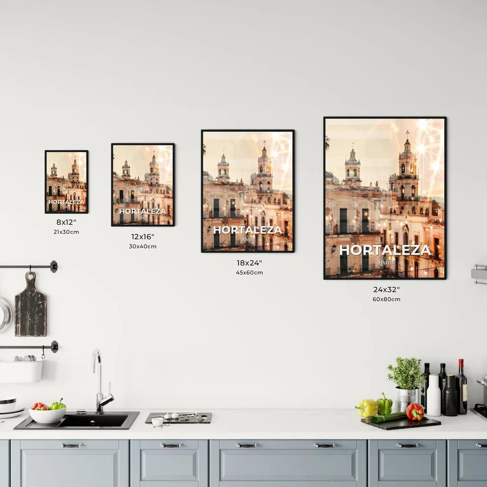 Hortaleza City Skyline Composite Art on Beige Office Art