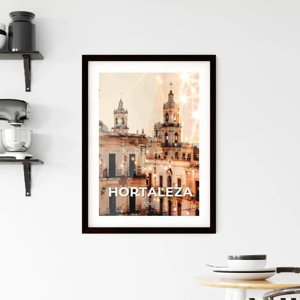 Hortaleza City Skyline Composite Art on Beige Framed Print