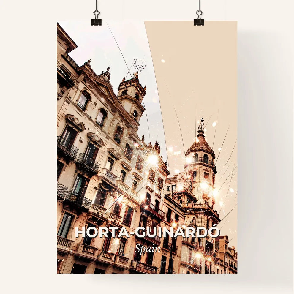Barcelona skyline double exposure art poster Poster