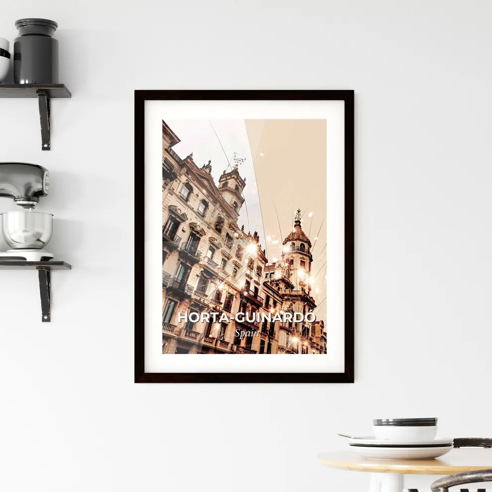 Barcelona skyline double exposure art poster Framed Print