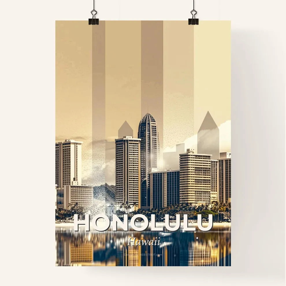 Honolulu Skyline Cityscape Poster Design Poster
