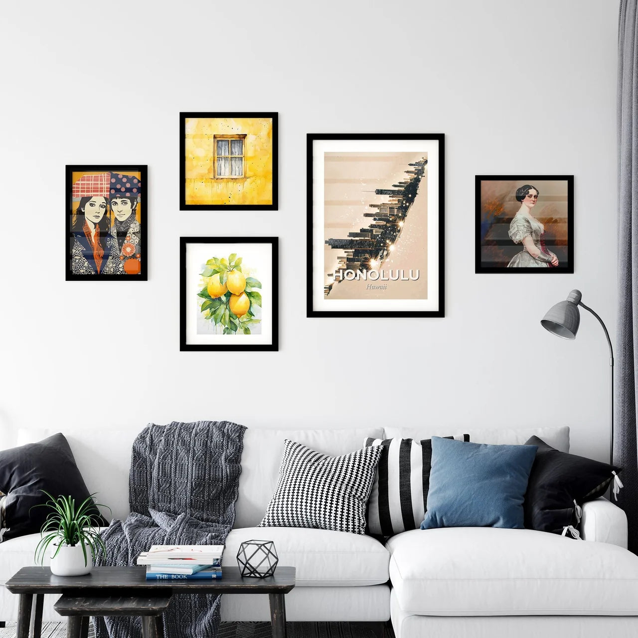 Honolulu Night City Lights Composite Art Poster Wall Art