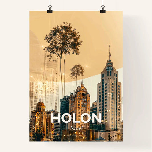 Holon Skyline Double Exposure Art Poster Poster