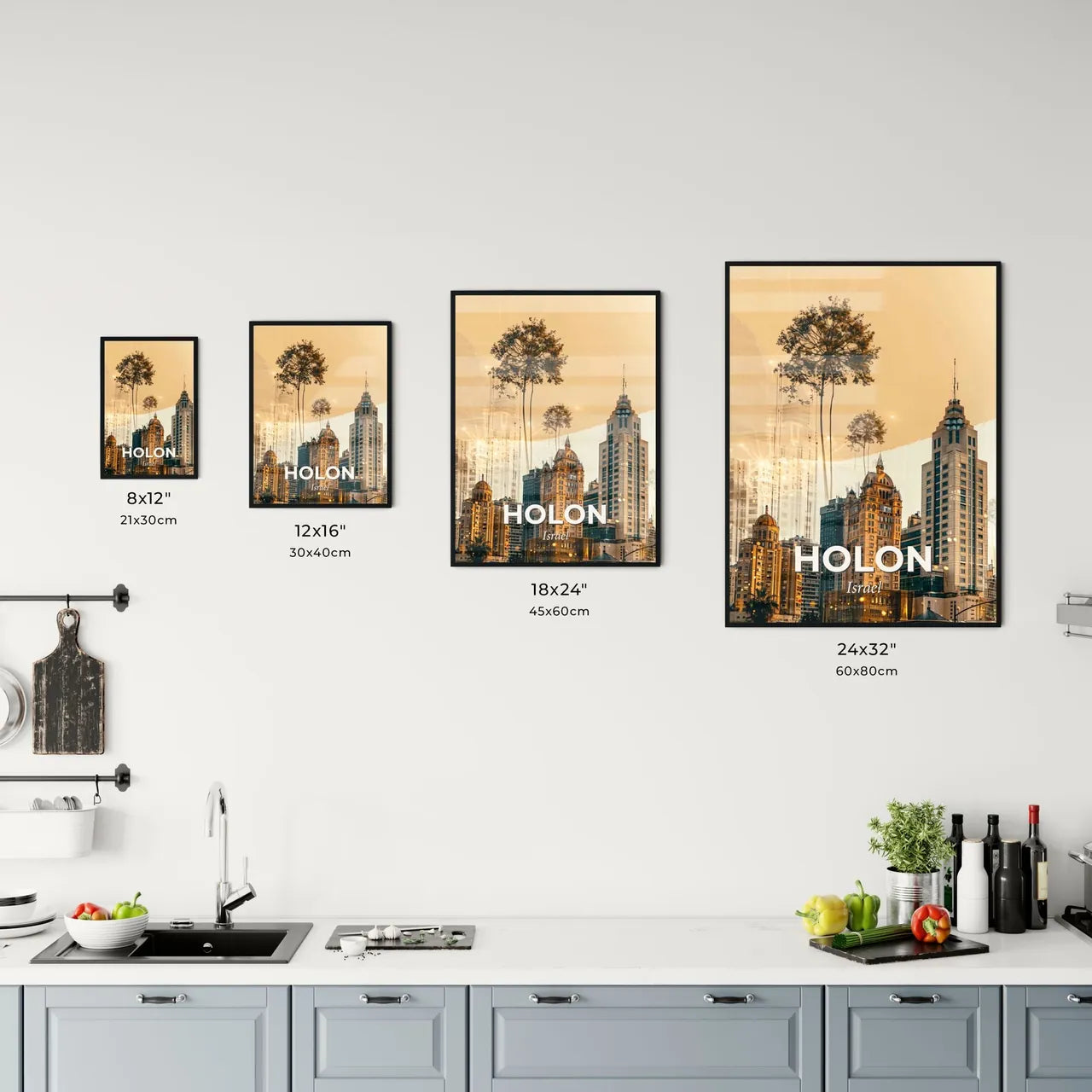 Holon Skyline Double Exposure Art Poster Office Art