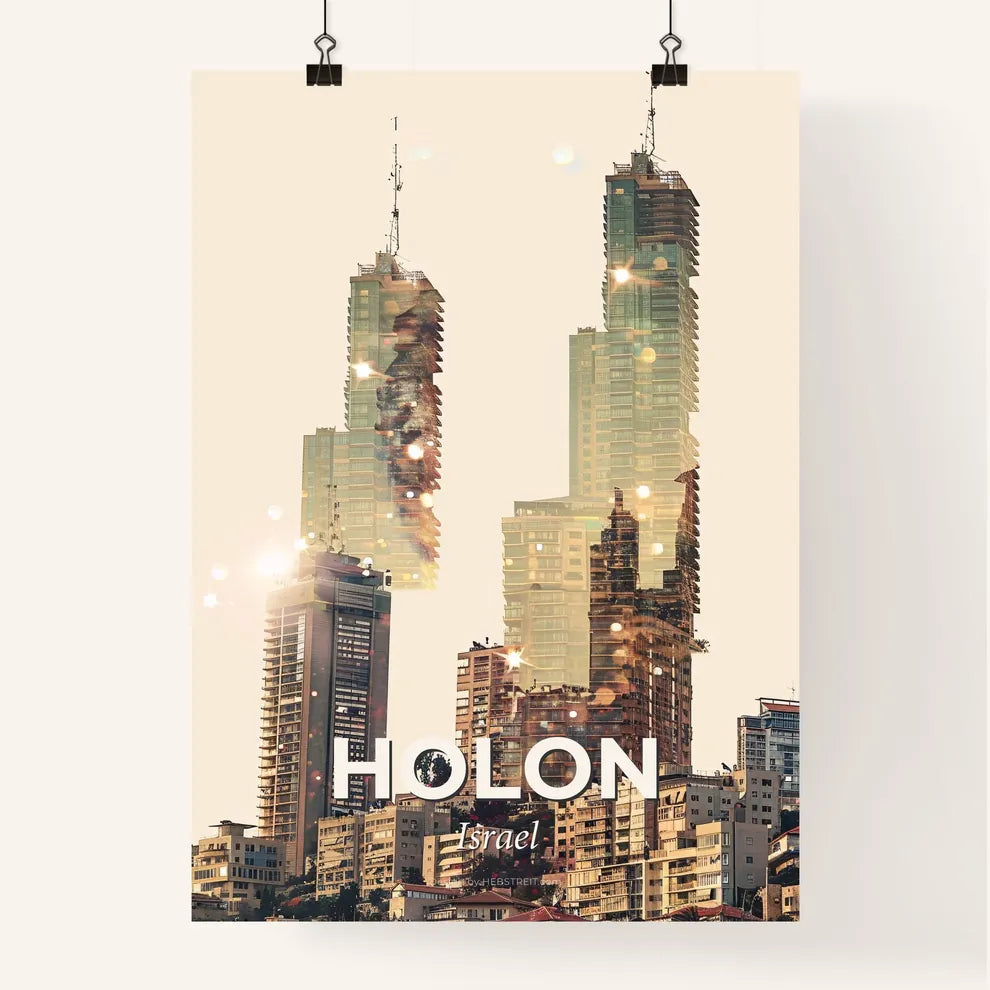 Holon Skyline Double Exposure Art Poster Poster