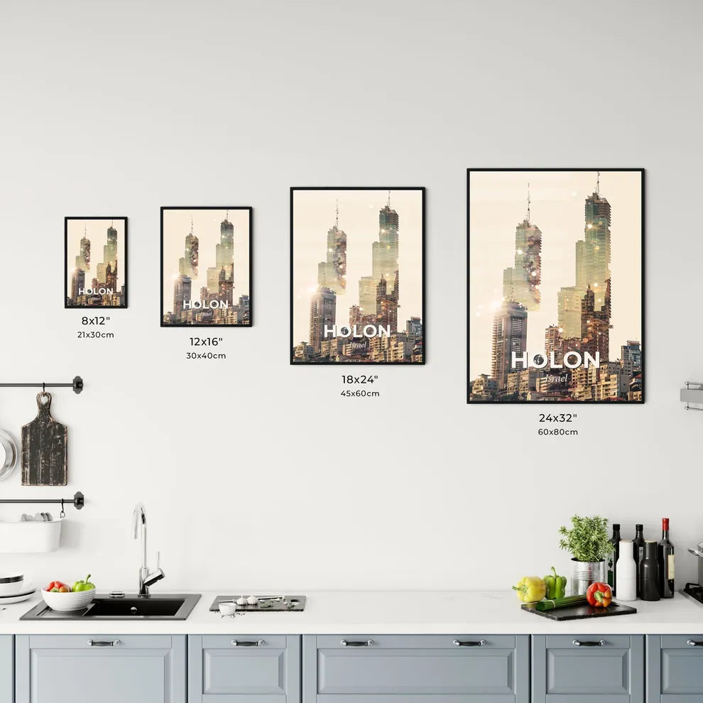 Holon Skyline Double Exposure Art Poster Office Art