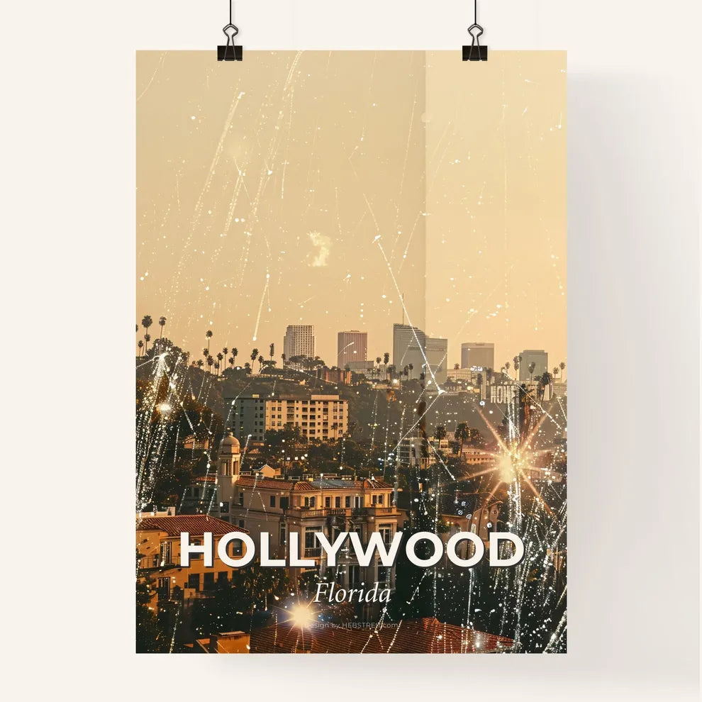 Hollywood Florida City Double Exposure Skyline Poster Art Poster