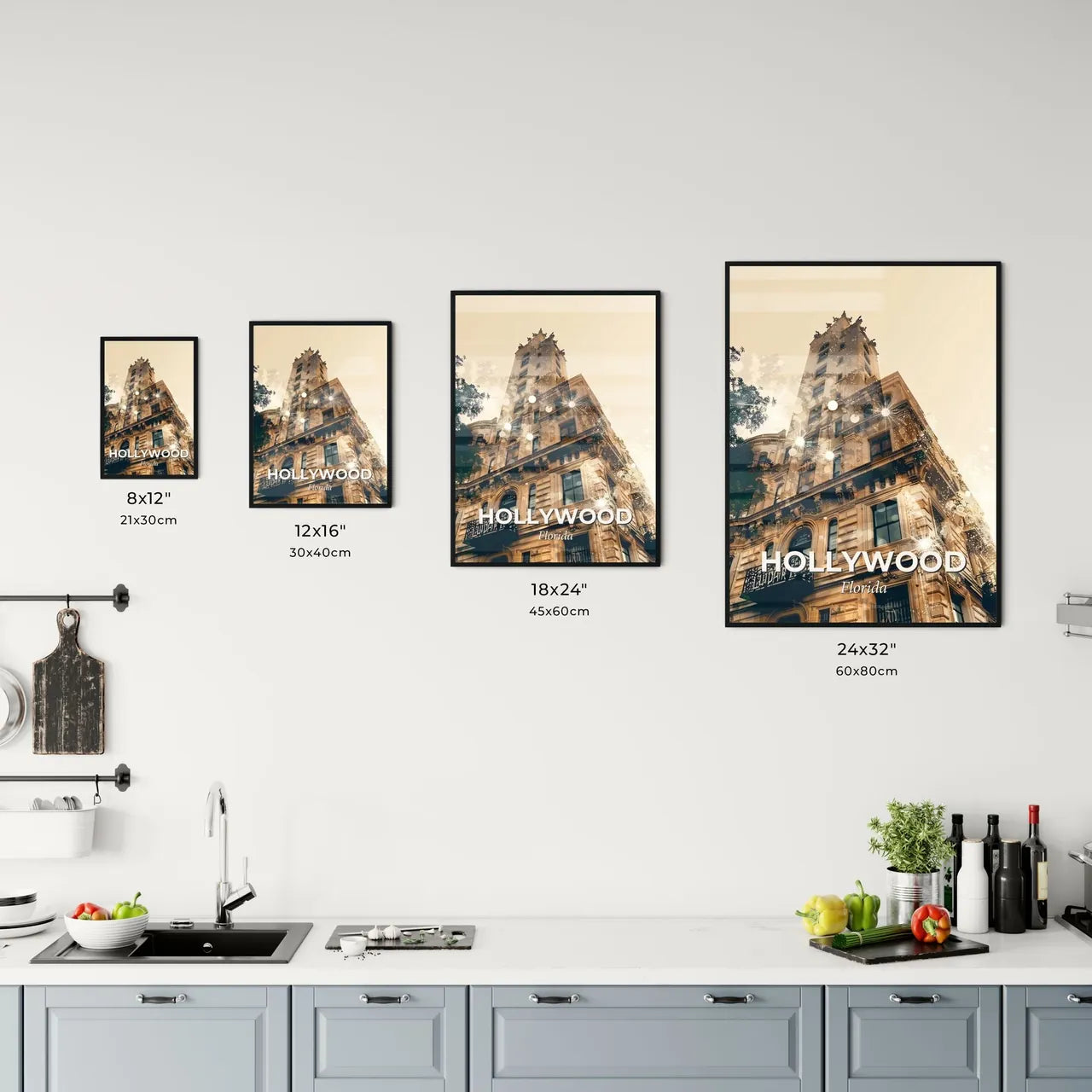 Hollywood Florida Skyline Composite Double Exposure Poster Office Art