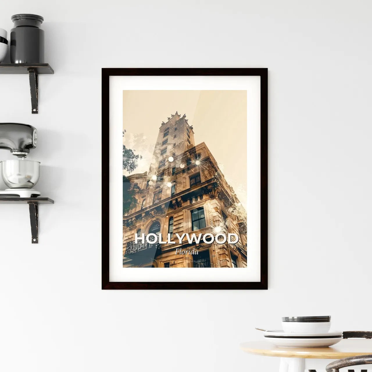 Hollywood Florida Skyline Composite Double Exposure Poster Framed Print