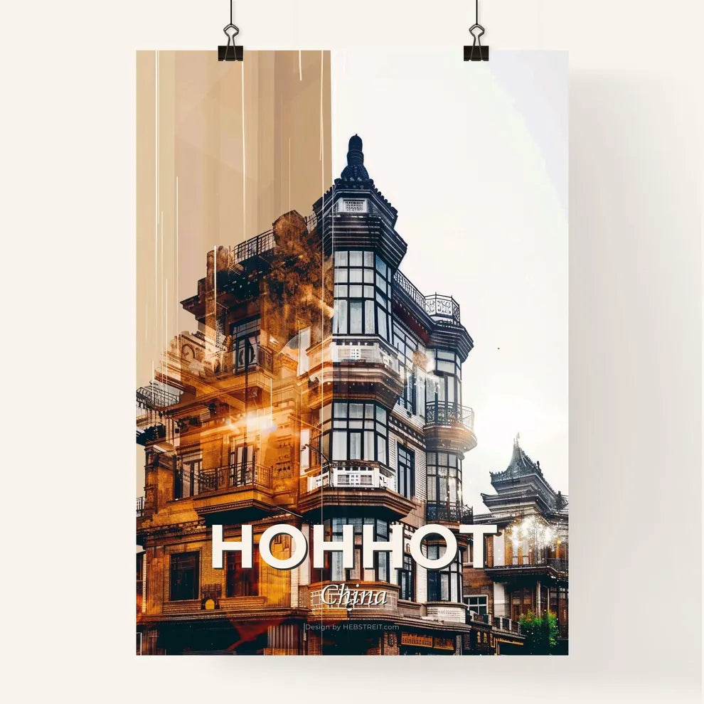 Hohhot Skyline Double Exposure Art Poster Poster