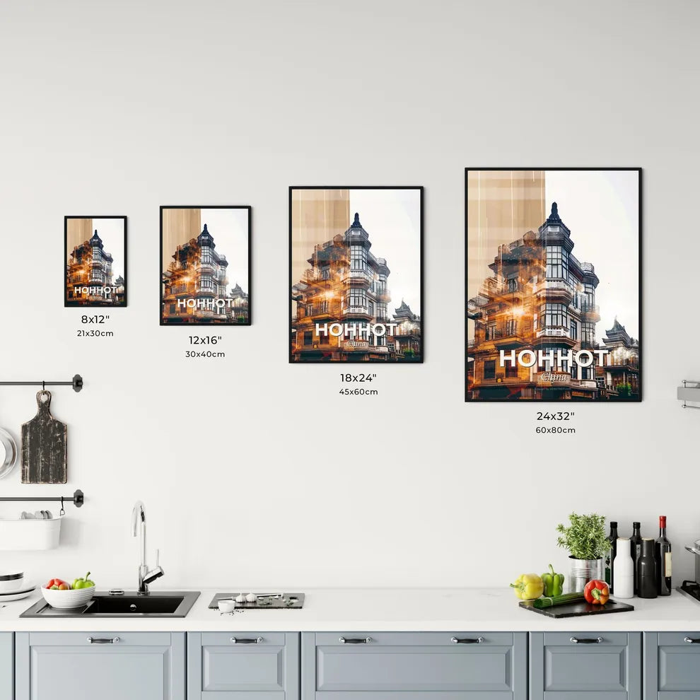 Hohhot Skyline Double Exposure Art Poster Office Art