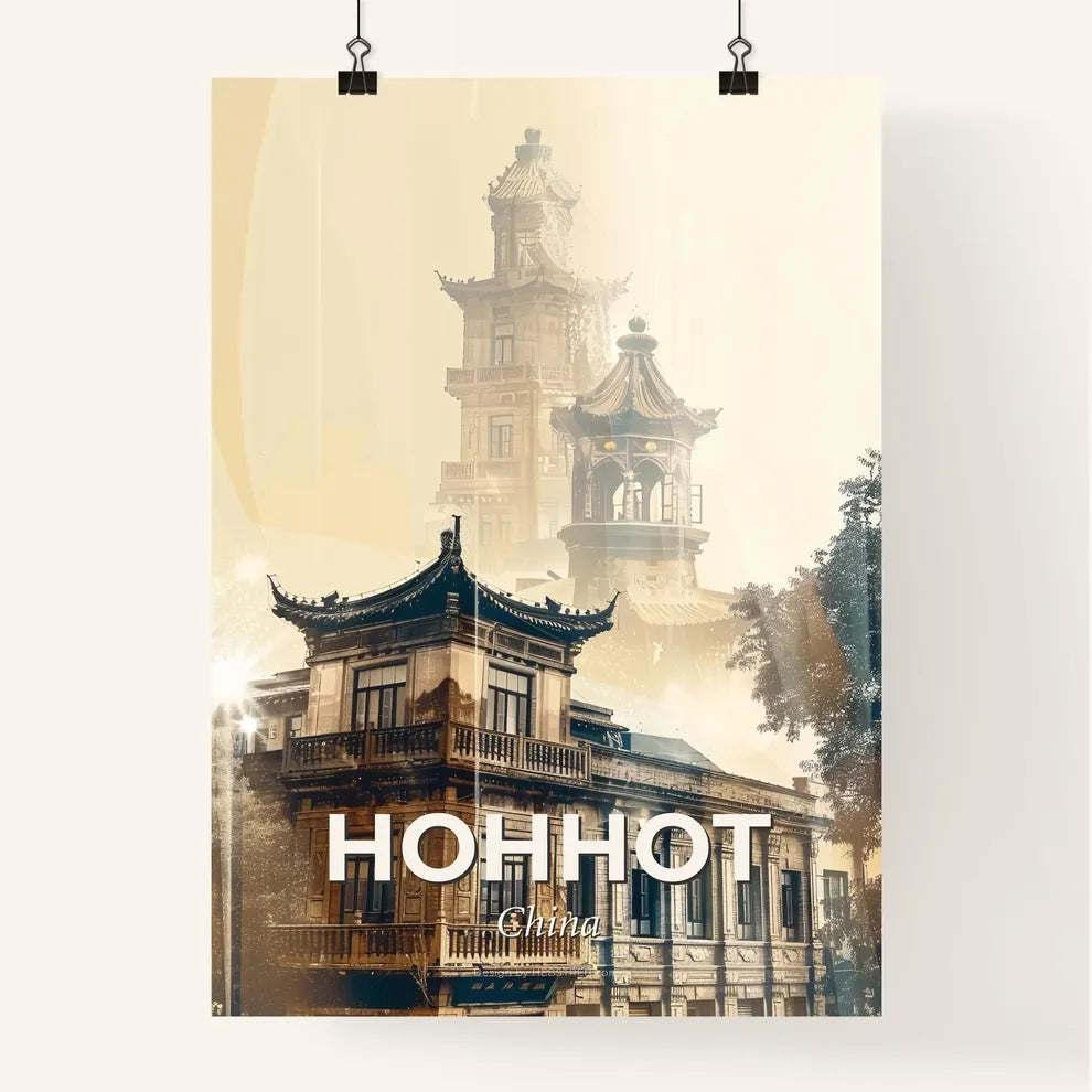 Hohhot China Skyline Double Exposure City Art Poster Poster