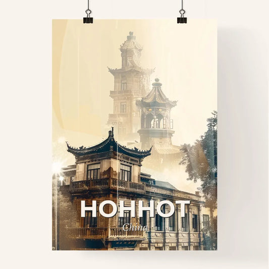Hohhot China Skyline Double Exposure City Art Poster Poster