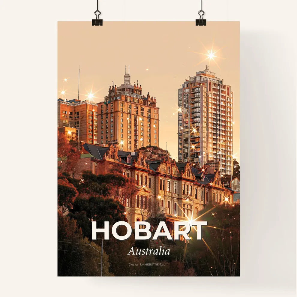 Hobart Skyline Double Exposure Art Poster Poster