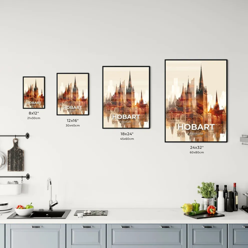 Hobart Skyline Double Exposure Art Poster Office Art