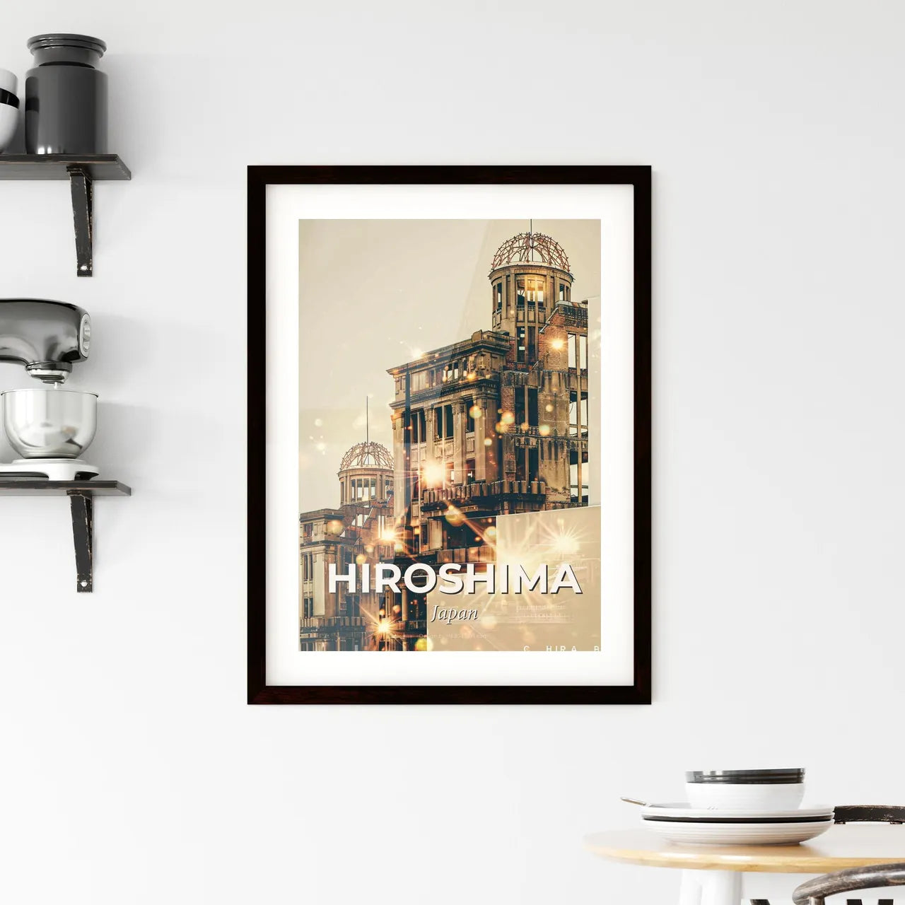 Hiroshima Skyline Art Poster, Local Iconography Framed Print