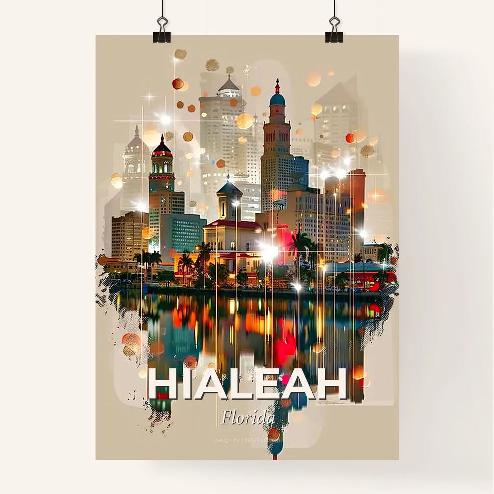 Hialeah Skyline Composite Art Poster Poster